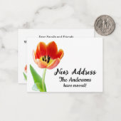 Oranje Tulp op Witte Nieuw Adres Aankondiging (Voorkant / Achterkant in situ)