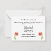 Oranje Tulp op Witte Nieuw Adres Aankondiging (Achterkant)