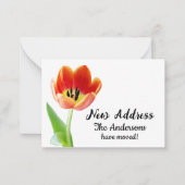 Oranje Tulp op Witte Nieuw Adres Aankondiging (Voorkant)