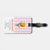 Oranje Tulp, Roze Gingham, Op Maat Bagagelabel (Achterkant horizontaal)