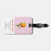 Oranje Tulp, Roze Wit Raster, Custom Bagagelabel (Achterkant horizontaal)