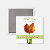 Oranje Tulp sparen de Magnetische Datum Magneet (Voorkant / Achterkant)