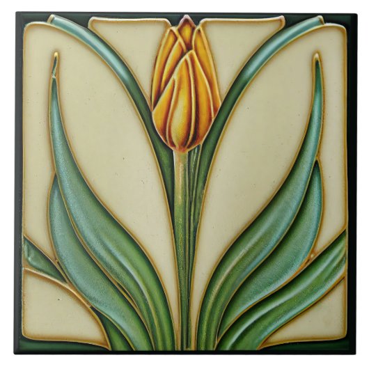 Oranje Tulp Wall Decor Art Deco Tegeltje (Voorkant)
