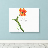 Oranje Tulp Watercolor Canvasprint Canvas Afdruk (Insitu (Houten vloer))