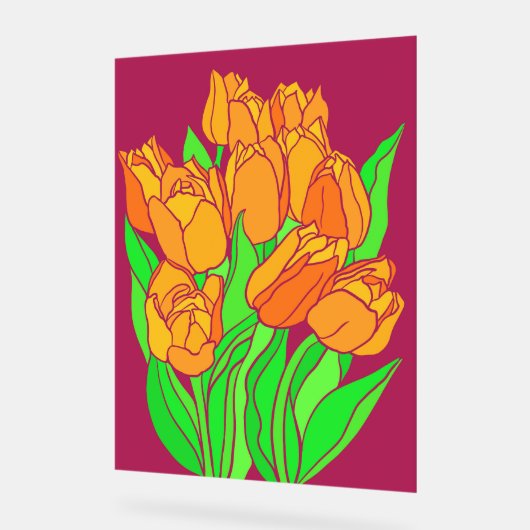 Oranje tulpen acryl bord (Hoek)