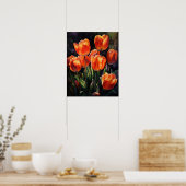 Oranje Tulpen Bloemen Art Print Poster (Keuken)