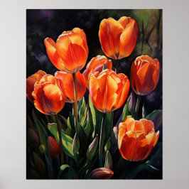 Oranje Tulpen Bloemen Art Print Poster