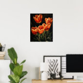 Oranje Tulpen Bloemen Art Print Poster (Thuiskantoor)