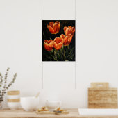 Oranje Tulpen Bloemen Art Print Poster (Keuken)