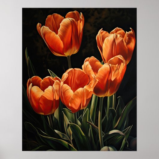 Oranje Tulpen Bloemen Art Print Poster (Voorkant)