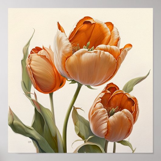 Oranje Tulpen Bloemenkunst Print Poster (Voorkant)