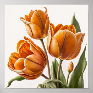 Oranje Tulpen Bloemenkunst Print Poster