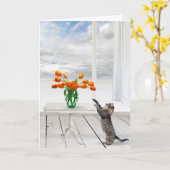 Oranje Tulpen en Kaart met kattenbakken (Gele Bloem)