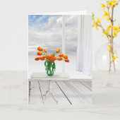 Oranje Tulpen en ramen Kaart (Gele Bloem)