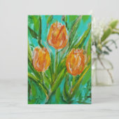Oranje tulpen feestdagenkaart (Staand voorkant)