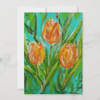 Oranje tulpen feestdagenkaart