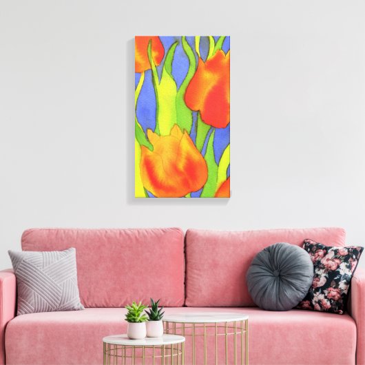 Oranje tulpen gewikkeld doek canvas afdruk (Insitu (Woonkamer))