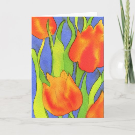 Oranje Tulpen Groeten Kaart (Voorkant)