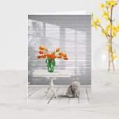 Oranje Tulpen in Windows Schaduw-kaart Kaart (Gele Bloem)