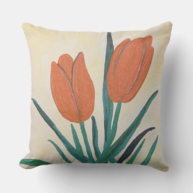 Oranje Tulpen Kussen (Voorkant)