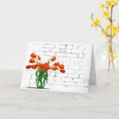Oranje Tulpen op Brick Birthday Kaart (Gele Bloem)