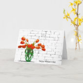 Oranje Tulpen op de Moederdag van Brick Kaart (Gele Bloem)