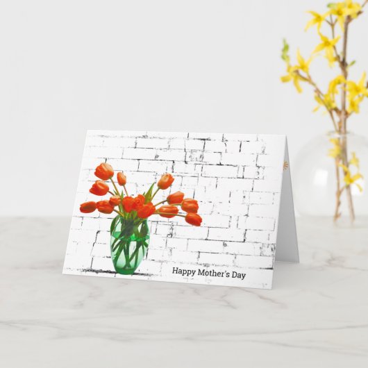 Oranje Tulpen op de Moederdag van Brick Kaart (Gele Bloem)