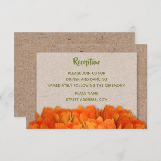 Oranje Tulpen op Kaarten voor het opvangen van Kra (Voorkant / Achterkant)