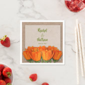 Oranje Tulpen op Kraft Background Party Napkins Servet (Insitu)