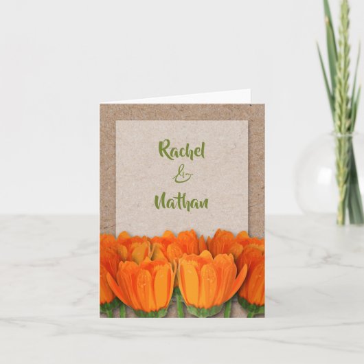 Oranje Tulpen op Kraft Notitiekaartje (Voorkant)
