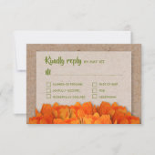 Oranje Tulpen op Kraft Wedding RSVP-kaarten (Voorkant)
