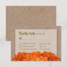 Oranje Tulpen op Kraft Wedding RSVP-kaarten
