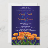 Oranje Tulpen op Navy Blue Custom Rehearsal Dinner Kaart (Voorkant)