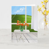 Oranje Tulpen op tafel Kaart (Gele Bloem)