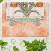  Oranje Tulpen Peach roze roze lintje Theedoek (Gevouwen)