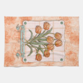  Oranje Tulpen Peach roze roze lintje Theedoek (Horizontaal)