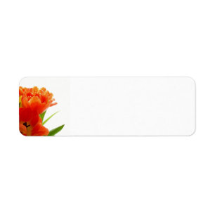 Oranje tulpen retouradreslabels etiket