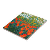 Oranje Tulpen Veld Bloemen Tegeltje (Zijkant)