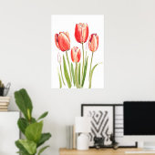 oranje tulpen waterverf poster (Thuiskantoor)