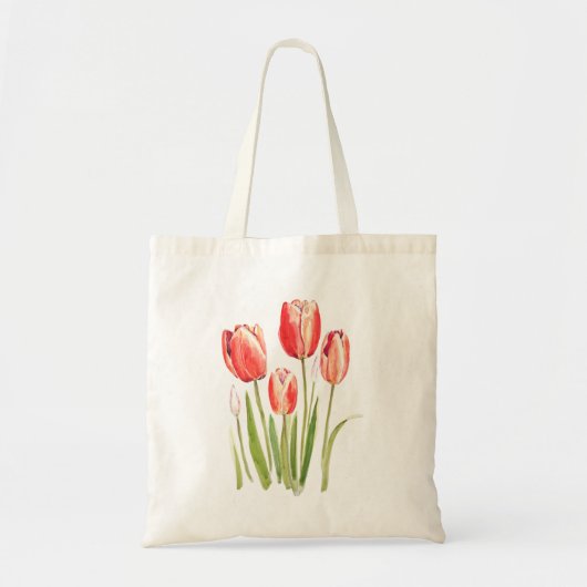 oranje tulpen waterverf tote bag (Voorkant)