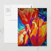 Oranje Tulps waterverf kunstbloem Briefkaart (Voorkant / Achterkant)