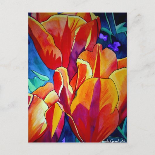 Oranje Tulps waterverf kunstbloem Briefkaart (Voorkant)
