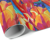 Oranje Tulps waterverf kunstbloem Cadeaupapier (Rol Hoek)