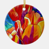 Oranje Tulps waterverf kunstbloem Keramisch Ornament (Voorkant)