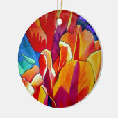 Oranje Tulps waterverf kunstbloem Keramisch Ornament (Links)