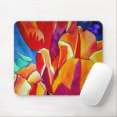 Oranje Tulps waterverf kunstbloem Muismat (Met muis)