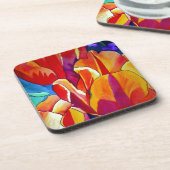 Oranje Tulps waterverf kunstbloem Onderzetter (Linkerzijde)