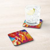 Oranje Tulps waterverf kunstbloem Onderzetter (Rechterzijde)