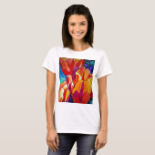 Oranje Tulps waterverf kunstbloem T-shirt (Voorkant volledig)