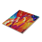 Oranje Tulps waterverf kunstbloem Tegeltje (Zijkant)